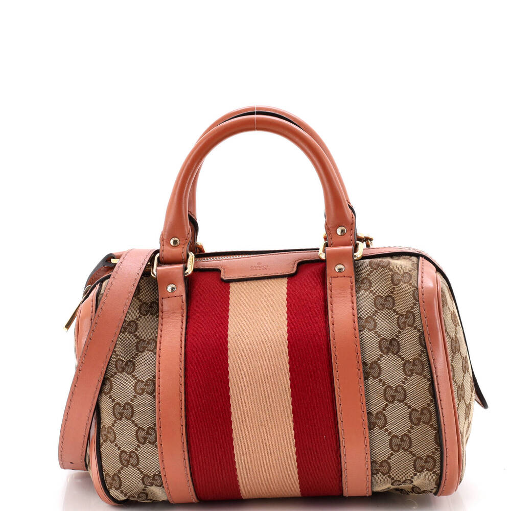 Gucci Small Vintage Web Boston Bag GG Canvas